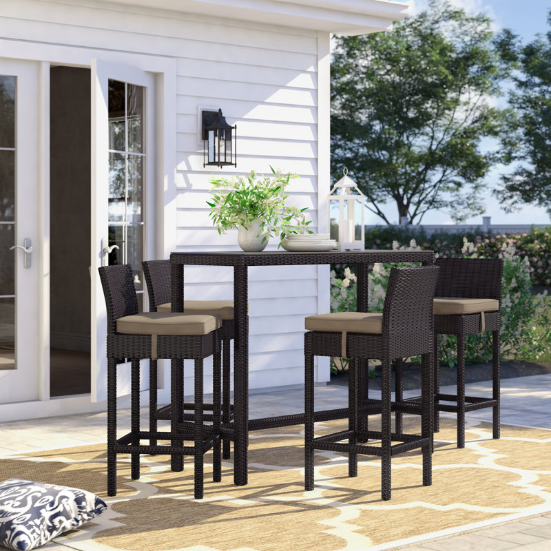 Sol 72 Outdoor™ Brentwood 5 Piece Bar Height Dining Set with Cushions & Reviews Wayfair